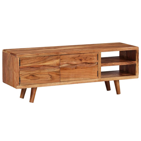 Swen Studio -  TV Cabinet Solid Acacia Wood with Carved Doors 117x30x40 cm